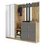 Mobile per ingresso grande 4 ante quercia e antracite 187x180h cm - Artin