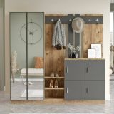 Mobile per ingresso grande 4 ante quercia e antracite 187x180h cm - Artin