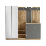 Mobile per ingresso grande 4 ante quercia e antracite 187x180h cm - Artin