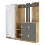 Mobile per ingresso grande 4 ante quercia e antracite 187x180h cm - Artin