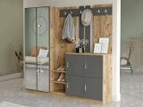 Mobile per ingresso grande 4 ante quercia e antracite 187x180h cm - Artin