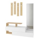 Mobile per ingresso sospeso 2 ante bianco e rovere 137x54h cm - Ascari