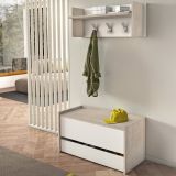 Mobile per ingresso sospeso con cassetto rovere e bianco 90x46h cm - Actinolite