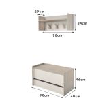 Mobile per ingresso sospeso con cassetto rovere e bianco 90x46h cm - Actinolite