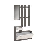 Mobile per ingresso sospeso con scarpiera beige e grigio 100x190h cm - Garolfo