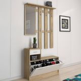 Mobile per ingresso sospeso con scarpiera bianco e rovere 100x190h cm - Garolfo