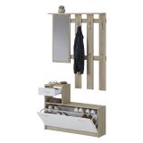 Mobile per ingresso sospeso con scarpiera bianco e rovere 100x190h cm - Garolfo