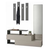Mobile per ingresso sospeso con specchio 2 ante tortora e antracite 137x54h cm - Ascari