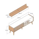Mobile porta TV Achernar, Supporto per televisione da salotto, Credenza bassa da soggiorno, Base porta TV, 140x45h35 cm, Noce e Bianco
