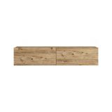 Mobile porta TV Aelius, Supporto per televisione da salotto, Credenza bassa da soggiorno, Base porta TV, 140x32h29 cm, Quercia