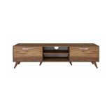 Mobile porta TV Aldh, Supporto per televisione da salotto, Credenza bassa da soggiorno, Base porta TV, 180x35h49 cm, Noce