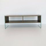 Mobile porta TV Algorab, Supporto per televisione da salotto, Credenza bassa da soggiorno, Base porta TV, 120x35h45 cm, Noce