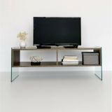 Mobile porta TV Algorab, Supporto per televisione da salotto, Credenza bassa da soggiorno, Base porta TV, 120x35h45 cm, Noce