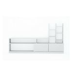 Mobile porta TV Alni, Supporto per televisione da salotto, Credenza bassa da soggiorno, Base porta TV, 164x25h91 cm, Bianco