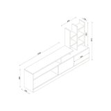 Mobile porta TV Alni, Supporto per televisione da salotto, Credenza bassa da soggiorno, Base porta TV, 164x25h91 cm, Bianco