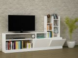 Mobile porta TV Alni, Supporto per televisione da salotto, Credenza bassa da soggiorno, Base porta TV, 164x25h91 cm, Bianco