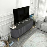 Mobile porta TV Aludra, Supporto per televisione da salotto, Credenza bassa da soggiorno, Base porta TV, 140x43h64 cm, Nero e Antracite