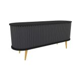 Mobile porta TV Aludra, Supporto per televisione da salotto, Credenza bassa da soggiorno, Base porta TV, 140x43h64 cm, Nero e Antracite