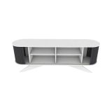 Mobile porta TV Aludra, Supporto per televisione da salotto, Credenza bassa da soggiorno, Base porta TV, 180x43h60 cm, Antracite e Bianco
