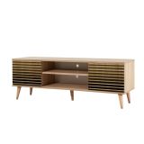 Mobile porta TV Amalthea, Supporto per televisione da salotto, Credenza bassa da soggiorno, Base porta TV, 140x40h50 cm, Quercia
