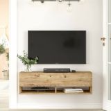 Mobile porta TV Ananke, Supporto per televisione da salotto, Credenza bassa da soggiorno, Base porta TV, 100x32h29 cm, Quercia