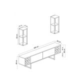 Mobile porta TV Ananke, Supporto per televisione da salotto, Credenza bassa da soggiorno, Base porta TV, 180x30h48 cm, Bianco e Nero