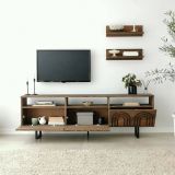 Mobile porta TV Arctura, Supporto per televisione da salotto, Credenza bassa da soggiorno, Base porta TV, 170x30h40 cm, Noce