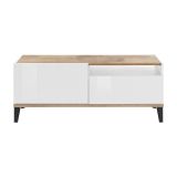 Mobile porta TV Atris, cm 120x40h47, Bianco lucido e Acero