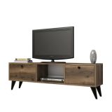 Mobile porta TV Atropos, Credenza da soggiorno, Armadio basso per TV, Base parete attrezzata, 138x30 h43 cm, Noce e Nero