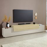 Mobile Porta tv Beige 3 Ripiani 4 Vani 240x45x51.5h cm, 3 Ante - Curino