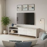 Mobile Porta tv Beige Bianco Anticato Cassetti un Ripiano 180x40x47h cm, 2 Ante - Nociglia