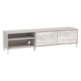 Mobile Porta tv Beige Bianco Anticato Cassetti un Ripiano 180x40x47h cm, 2 Ante - Nociglia