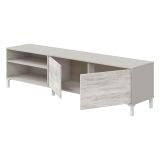 Mobile Porta tv Beige Bianco Anticato Cassetti un Ripiano 180x40x47h cm, 2 Ante - Nociglia