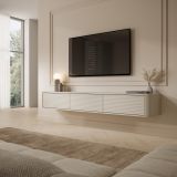 Mobile Porta tv Beige Cashmere 3 Cassetti un Ripiano 200x34x28h cm, 3 Vani - Kahate
