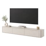 Mobile Porta tv Beige Cashmere 3 Cassetti un Ripiano 200x34x28h cm, 3 Vani - Kahate