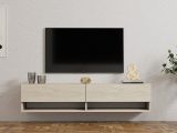 Mobile Porta tv Beige Marmo 2 Ripiani 2 Ante 141x30x31h cm, 4 Vani - Olmi