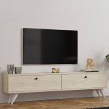 Mobile Porta tv Beige Marmo 2 Vani 2 Ante 160x25x40h cm, Apertura a Ribalta - Atestino