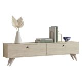 Mobile Porta tv Beige Marmo 2 Vani 2 Ante 160x25x40h cm, Apertura a Ribalta - Atestino