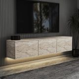 Mobile Porta tv Beige Marmo 3 Vani 3 Ante 160x32x35h cm, Apertura a Ribalta - Carosino