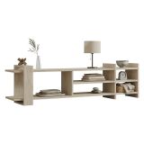 Mobile Porta tv Beige Marmo Beige Marmo 2 Ripiani 5 Vani 156x30x40h cm, Peso Supportato 40 kg - Zubiena