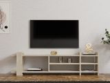 Mobile Porta tv Beige Marmo Beige Marmo 2 Ripiani 5 Vani 156x30x40h cm, Peso Supportato 40 kg - Zubiena