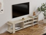 Mobile Porta tv Beige Marmo Beige Marmo 2 Ripiani 5 Vani 156x30x40h cm, Peso Supportato 40 kg - Zubiena