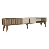 Mobile Porta tv Beige Marmo Marrone Noce 2 Ante Apertura a Ribalta 180x35x40h cm, 3 Vani - Sicoli