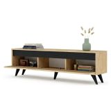 Mobile Porta tv Beige Marmo Nero Antracite 3 Ante Apertura a Ribalta 150x30x45h cm, 3 Vani - Reatino