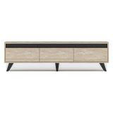 Mobile Porta tv Beige Marmo Nero Antracite 3 Ante Apertura a Ribalta 150x30x45h cm, 3 Vani - Reatino