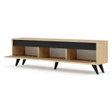 Mobile Porta tv Beige Marmo Nero Antracite 3 Ante Apertura a Ribalta 150x30x45h cm, 3 Vani - Reatino