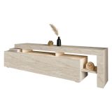 Mobile Porta tv Beige Marmo un Ripiano Apertura Battente, a Ribalta 192x37x53h cm, 3 Ante - Trasacco