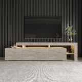 Mobile Porta tv Beige Marmo un Ripiano Apertura Battente, a Ribalta 192x37x53h cm, 3 Ante - Trasacco