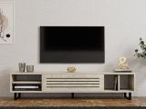 Mobile Porta tv Beige Marmo un Ripiano Un'anta 160x40x35h cm, 5 Vani - Sovico