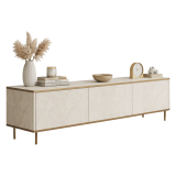 Mobile Porta tv Beige Maro 3 Vani 3 Ante 180x35x45h cm, Apertura a Ribalta - Sassello